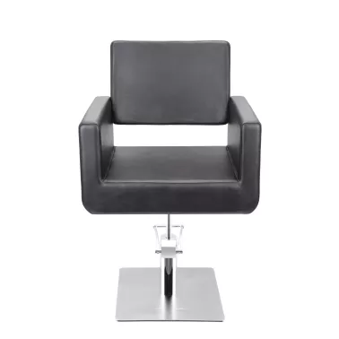 Fauteuil coiffage Felicitas Noir base carrée pour salon de coiffure, spécial coiffeur avec pompe marque Sibel 