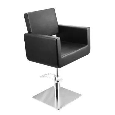 Fauteuil coiffage Felicitas Noir base carrée pour salon de coiffure, spécial coiffeur avec pompe marque Sibel Furniture
