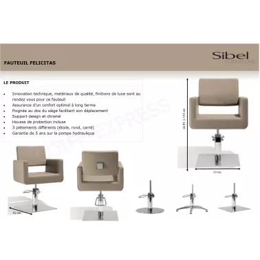 Fiche fauteuil de coiffure Felicitas Noir Sibel Furniture