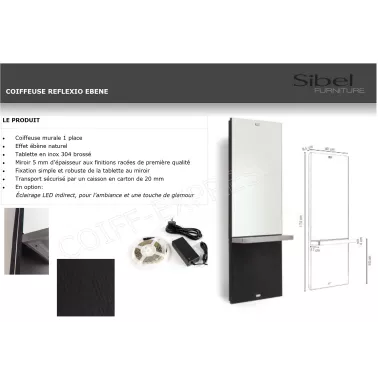 Fiche coiffeuse Reflexio Black simple spécial coiffeur marque Sibel Furniture