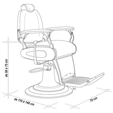 Dessin fauteuil barbier professionnel Milwaukee, marque Jacques Seban