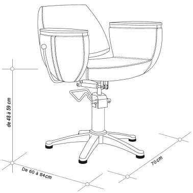 Dessin et dimensions fauteuil Orlando Jacques Seban