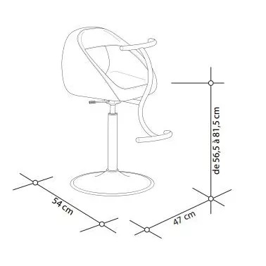 Dessin et dimensions fauteuil coupe enfant Bambino Jacques Seban