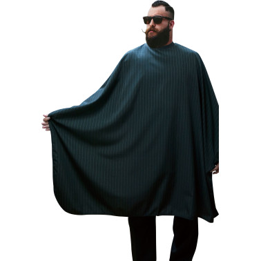 Poncho homme, cape barbier  rayures noires et blanches