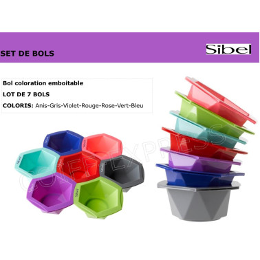 Fiche Bol emboitable couleur lot de 7 pièces
