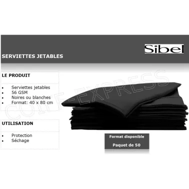Serviette jetable extra qualité pour salon de coiffure ou coiffeuse à domicile sibel