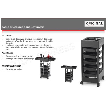 Promotion table de service  pour salon de coiffure E-trolley marque original