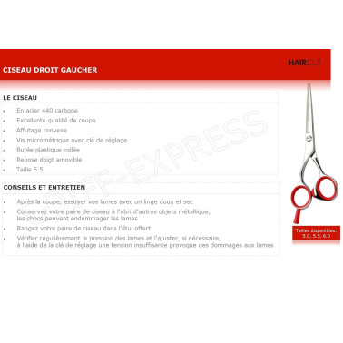 Ciseau de coupeprofessionnel pour coiffeur gaucher hai cut