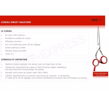 Ciseau de coupe rouge pour gaucher