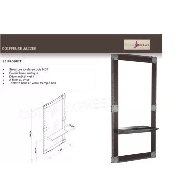 Fiche coiffeuse pour salon de coiffure. Mobilier pour coiffeur. modèle Alizée marque jacques seban