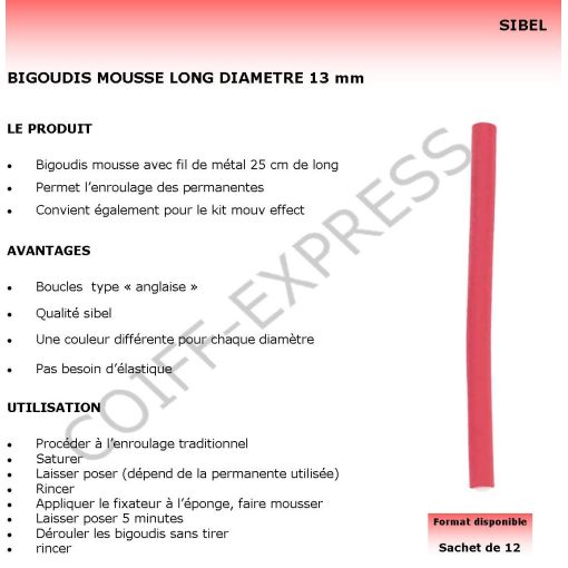 paquet de Bigoudis mousse 25 cm sachet de 12