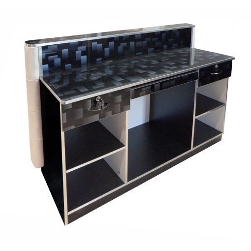 Caisse pour salon de coiffure. Comptoir pour coiffeur modèle livingston coloris noir