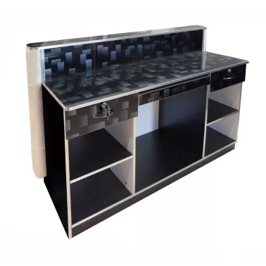 Arriére caisse pour salon de coiffure. Comptoir pour coiffeur modèle livingston coloris noir