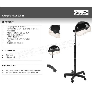  Casque professionnel pour coiffeuse à domicile sur pied Ultron 