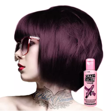 Coloration semi permanente CRAZY COLOR 100 ML  coloris aubergine avec modèle
