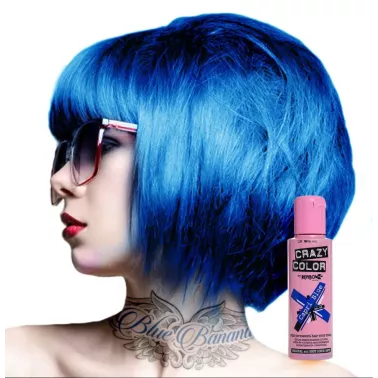 Coloration semi permanente CRAZY COLOR 100 ML  coloris capri blue avec modèle