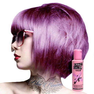 Coloration semi permanente CRAZY COLOR 100 ML  coloris hot purple avec modèle