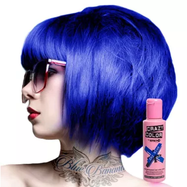 Coloration semi permanente CRAZY COLOR 100 ML  coloris sky blue avec modèle