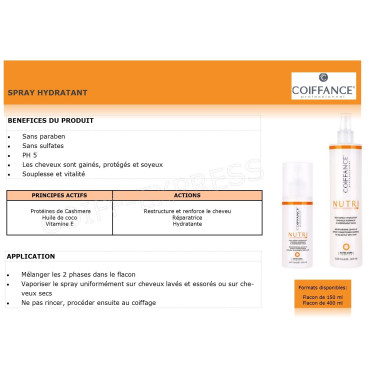 Spray professionnel hydratant 150 ml cheveux Nutri Coiffance