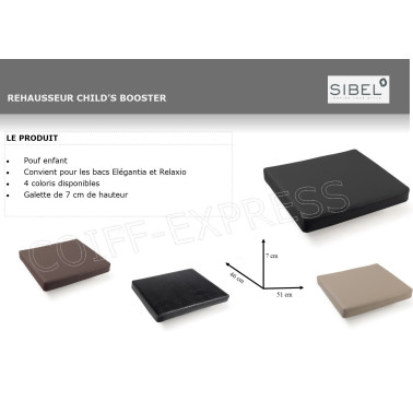 Fiche pouf réhausseur enfant pour bac à shampoing coiffure sibel 4 coloris